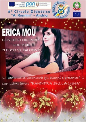 Uno spettacolo di Natale con Erica Mou per l'VIII Circolo "Rosmini"