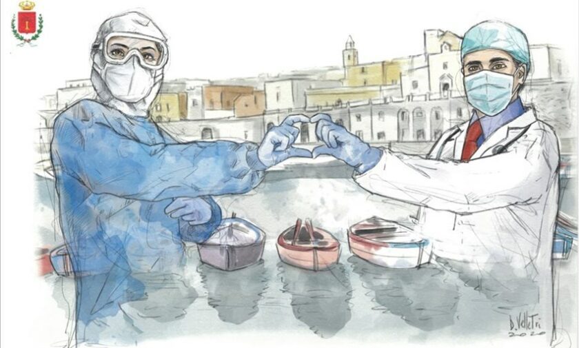 Angarano dona acquerelli di Velletri e Abascià ai vaccinatori del Palacosmai